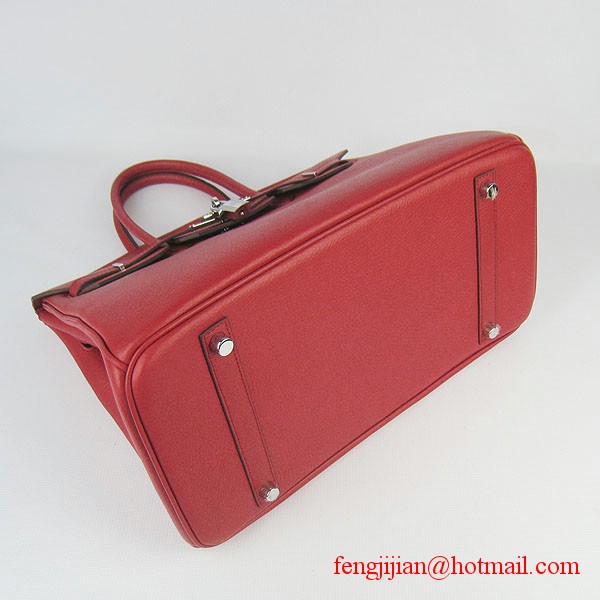 Hermes 35cm Embossed Veins Leather Bag Red 6089 Silver Hardware Hermes 35cm Embossed Veins Leather Bag Red 6089 Silver Hardware